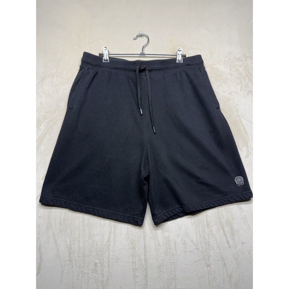 Zero Foxtrot Smug Lite Jog Shorts Mens L Black Fleece Running Athleisure Skull